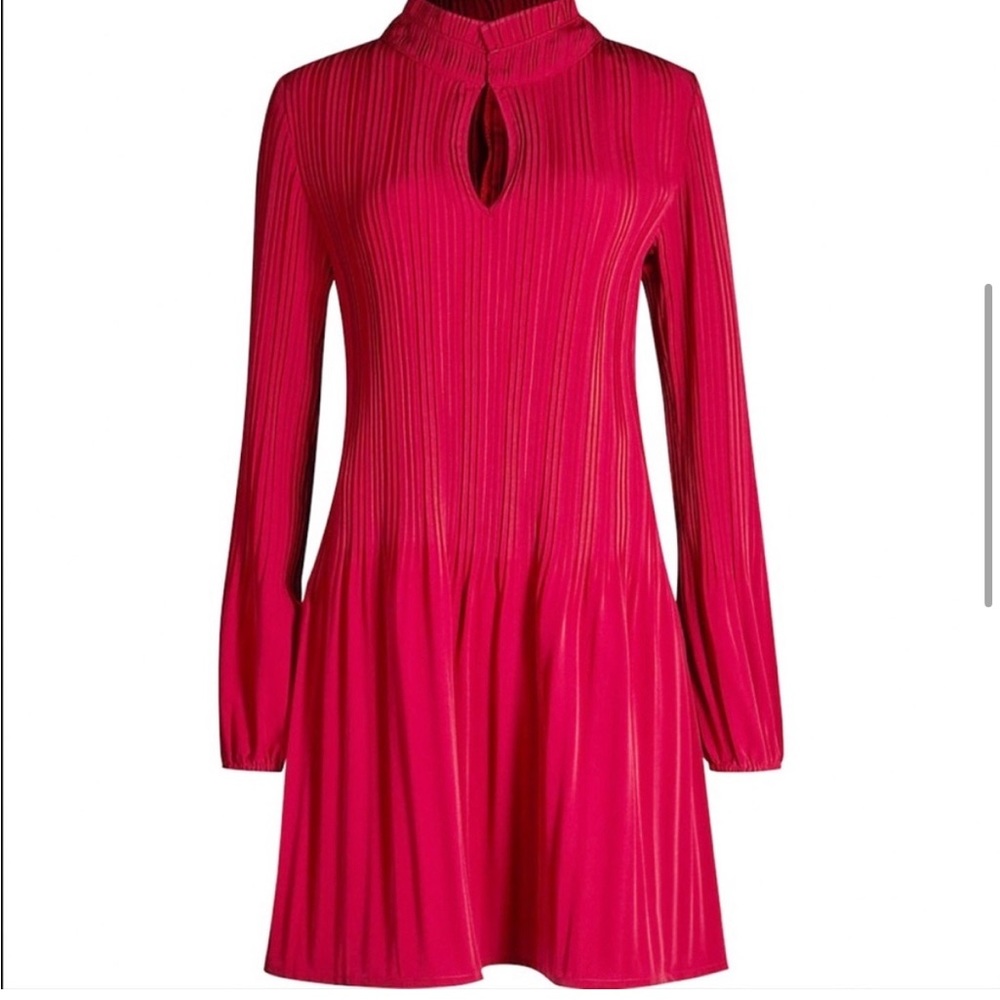 Maje Rockally Red Pleated Woven Dress